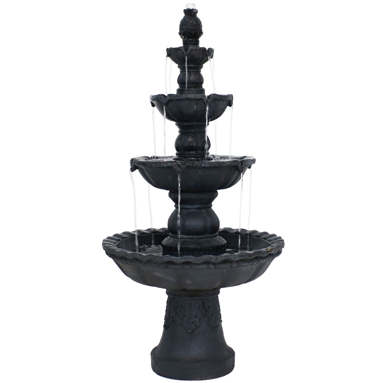 Sunnydaze Pineapple Resin Outdoor 4-Tier Water Fountain - Black
